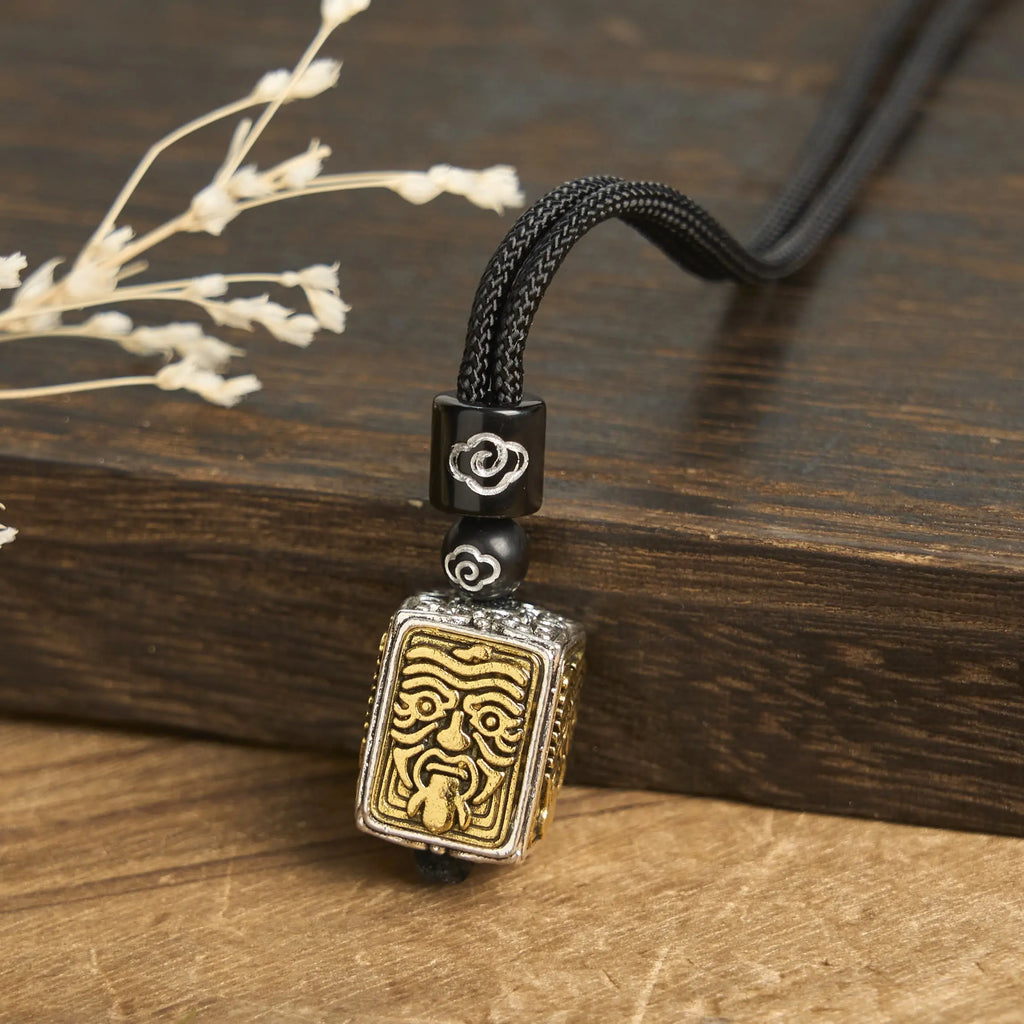 Fortune Jewel Tibetan Zakiram Goddess Of Wealth Protection Rope Square Necklace Pendant Fortune Jewel