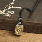 Fortune Jewel Tibetan Zakiram Goddess Of Wealth Protection Rope Square Necklace Pendant Fortune Jewel