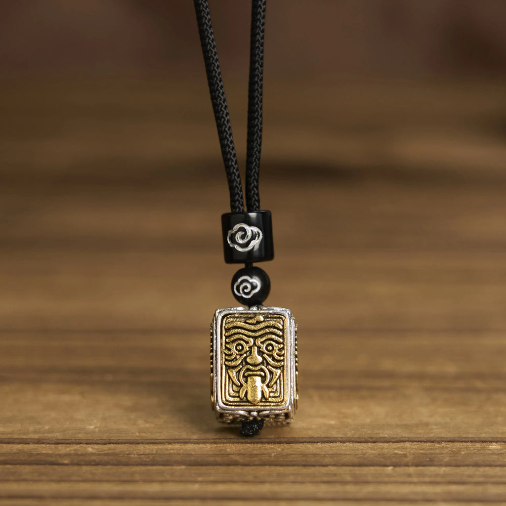 Fortune Jewel Tibetan Zakiram Goddess Of Wealth Protection Rope Square Necklace Pendant Fortune Jewel