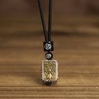 Fortune Jewel Tibetan Zakiram Goddess Of Wealth Protection Rope Square Necklace Pendant Fortune Jewel