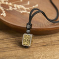 Fortune Jewel Tibetan Zakiram Goddess Of Wealth Protection Rope Square Necklace Pendant Fortune Jewel