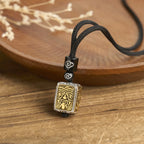 Fortune Jewel Tibetan Zakiram Goddess Of Wealth Protection Rope Square Necklace Pendant Fortune Jewel