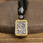 Fortune Jewel Tibetan Zakiram Goddess Of Wealth Protection Rope Square Necklace Pendant Fortune Jewel