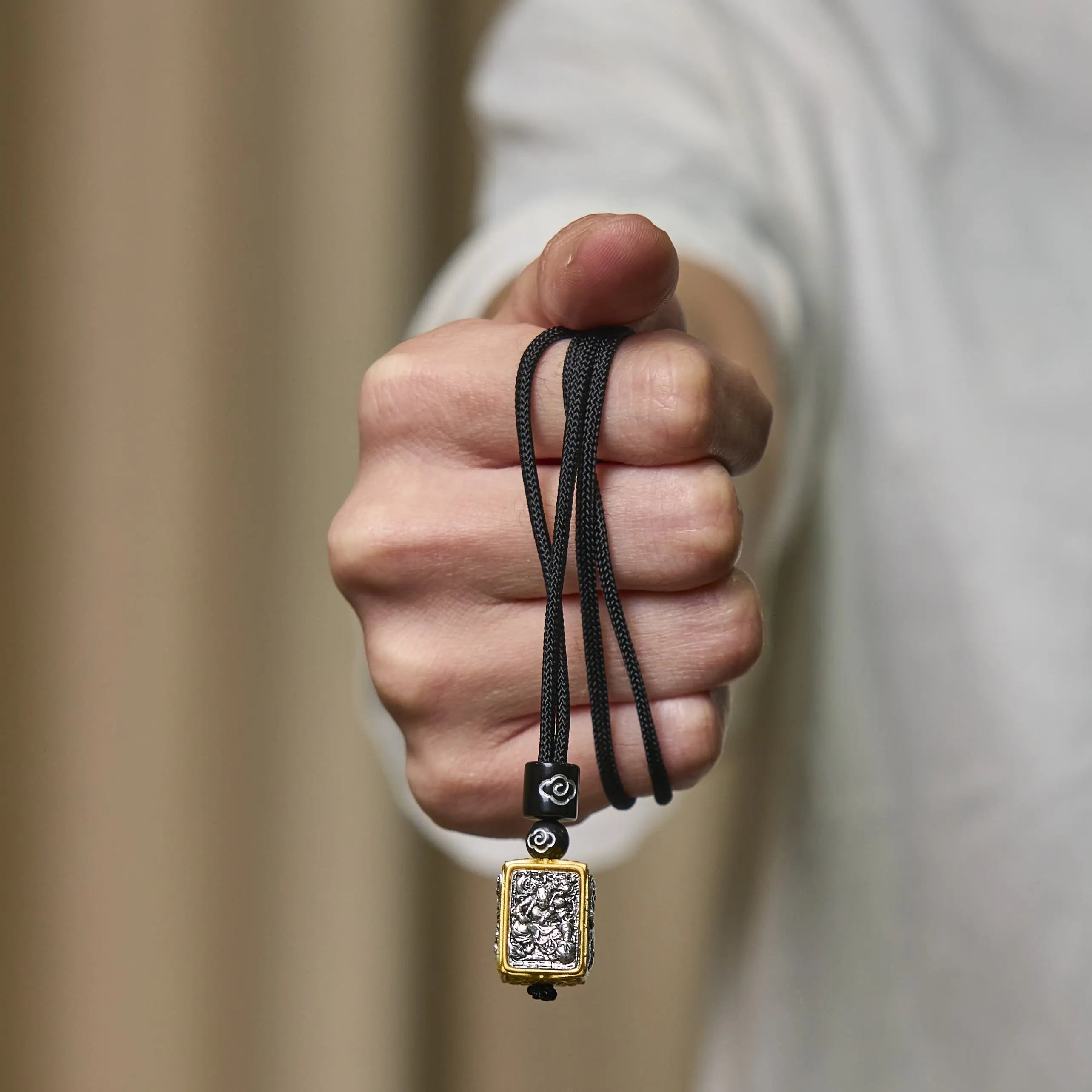 Fortune Jewel Tibetan Zakiram Goddess Of Wealth Protection Rope Square Necklace Pendant Fortune Jewel