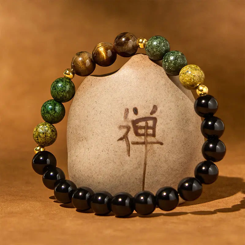Fortune Jewel Turquoise Tiger Eye Beads Glass Balance Serenity Bracelet Fortune Jewel