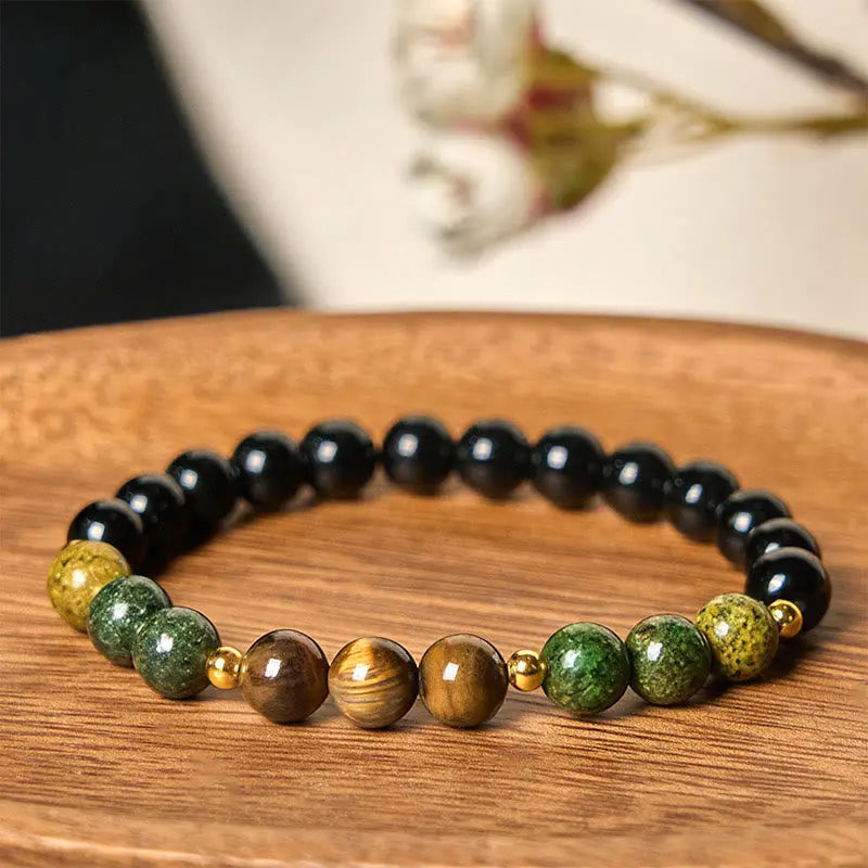 Fortune Jewel Turquoise Tiger Eye Beads Glass Balance Serenity Bracelet Fortune Jewel