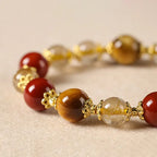 Fortune Jewel Natural Golden Rutilated Quartz Tiger Eye Beads Wealth Bracelet Fortune Jewel