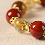 Fortune Jewel Natural Golden Rutilated Quartz Tiger Eye Beads Wealth Bracelet Fortune Jewel