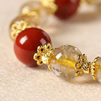 Fortune Jewel Natural Golden Rutilated Quartz Tiger Eye Beads Wealth Bracelet Fortune Jewel