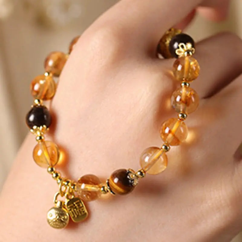 Fortune Jewel Natural Citrine Fu Character Lucky Beast Prosperity Bracelet Fortune Jewel