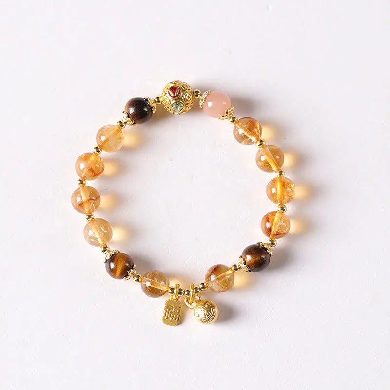 Fortune Jewel Natural Citrine Fu Character Lucky Beast Prosperity Bracelet Fortune Jewel