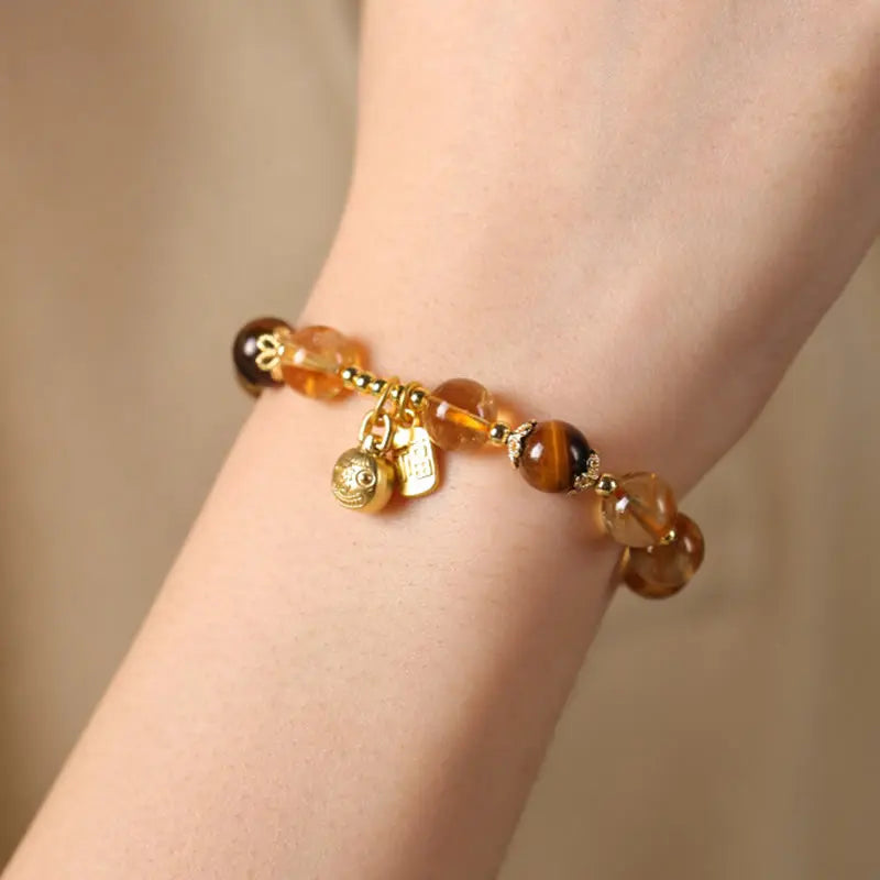 Fortune Jewel Natural Citrine Fu Character Lucky Beast Prosperity Bracelet Fortune Jewel
