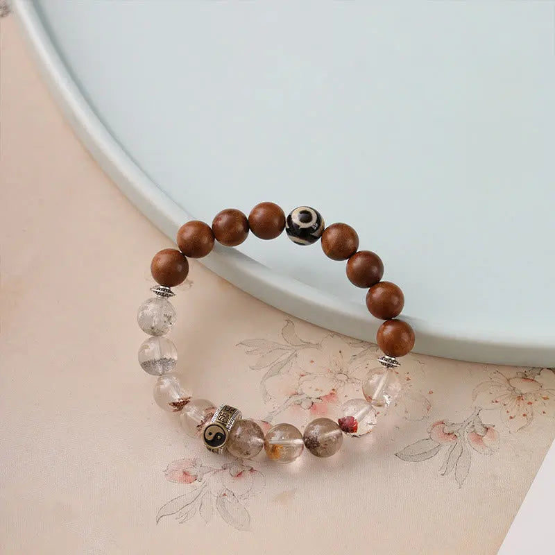 Fortune Jewel Lightning Struck Wood Red Phantom Yin Yang Protection Bracelet Fortune Jewel