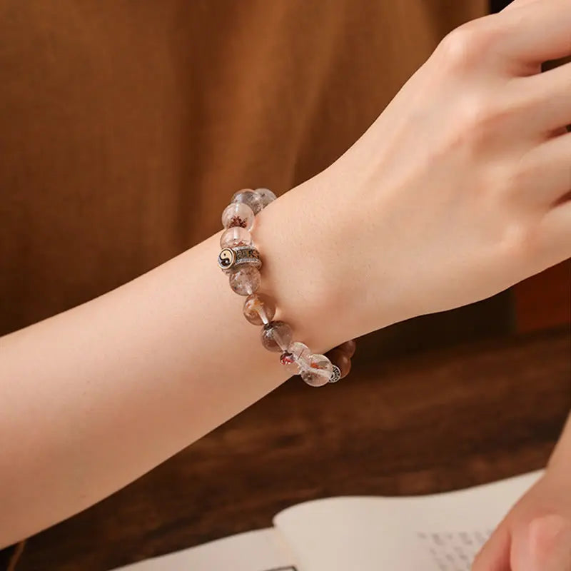 Fortune Jewel Lightning Struck Wood Red Phantom Yin Yang Protection Bracelet Fortune Jewel