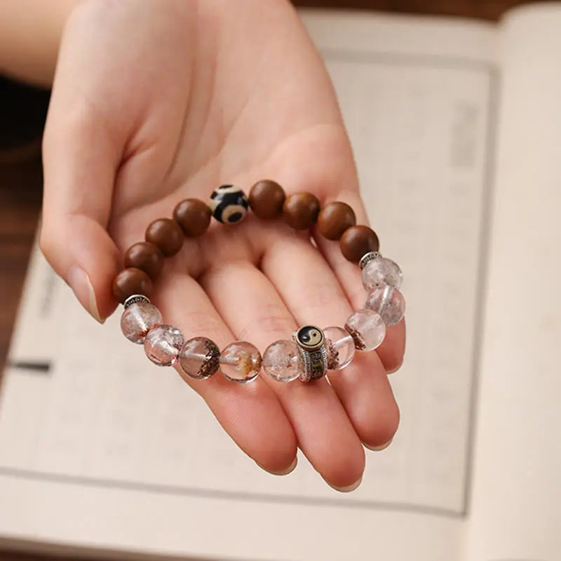 Fortune Jewel Lightning Struck Wood Red Phantom Yin Yang Protection Bracelet Fortune Jewel