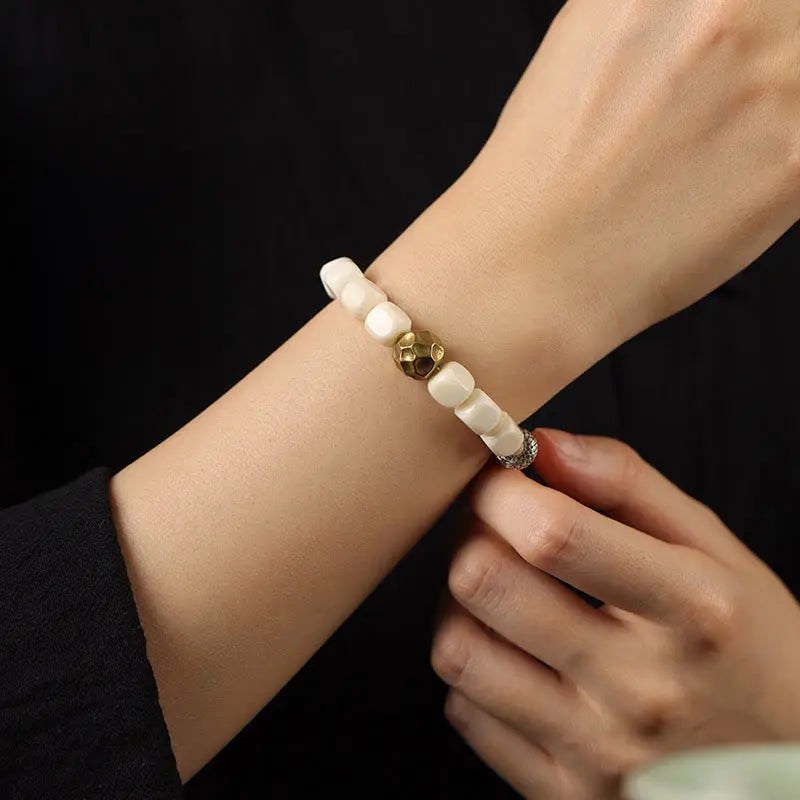 Fortune Jewel Bodhi Seed Hammered Copper Brass Calm Bracelet Fortune Jewel