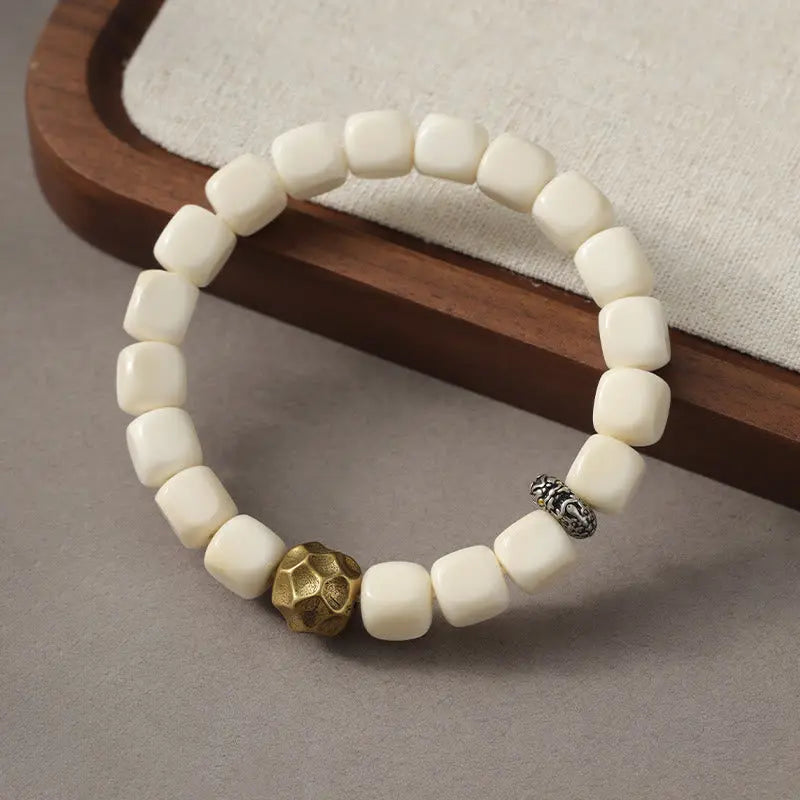 Fortune Jewel Bodhi Seed Hammered Copper Brass Calm Bracelet Fortune Jewel