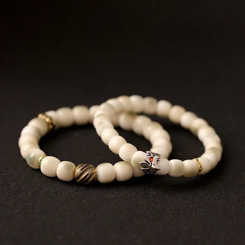 Buddha Stones Bodhi Seed Hammered Copper Brass Garuda Wisdom Bracelet Fortune Jewel