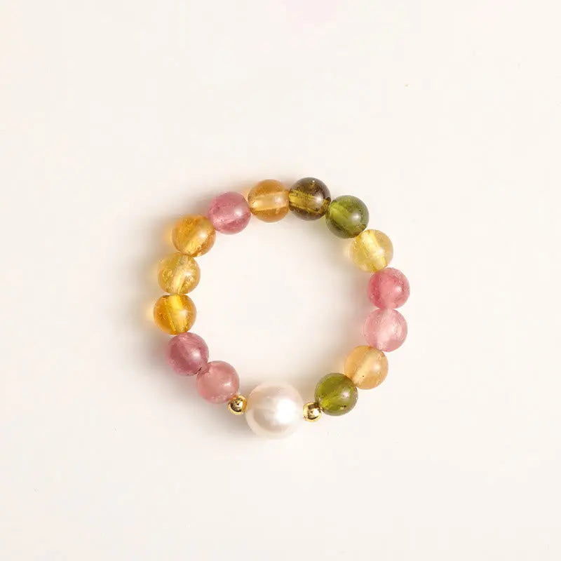 Fortune Jewel Natural Tourmaline Lucky Pearl Pixiu Amber Positive Love Ring Fortune Jewel