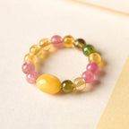 Fortune Jewel Natural Tourmaline Lucky Pearl Pixiu Amber Positive Love Ring Fortune Jewel