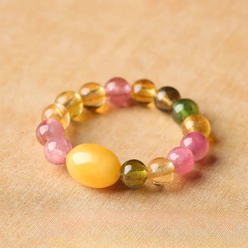 Fortune Jewel Natural Tourmaline Lucky Pearl Pixiu Amber Positive Love Ring Fortune Jewel
