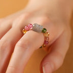 Fortune Jewel Natural Tourmaline Lucky Pearl Pixiu Amber Positive Love Ring Fortune Jewel