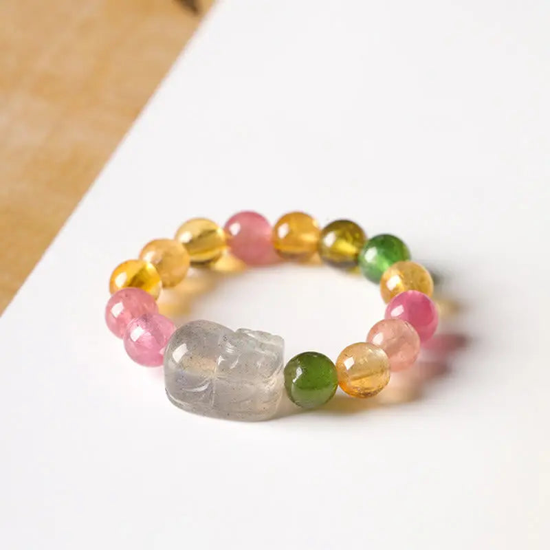 Fortune Jewel Natural Tourmaline Lucky Pearl Pixiu Amber Positive Love Ring Fortune Jewel