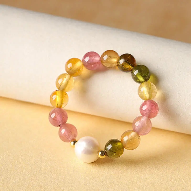 Fortune Jewel Natural Tourmaline Lucky Pearl Pixiu Amber Positive Love Ring Fortune Jewel