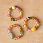 Fortune Jewel Natural Tourmaline Lucky Pearl Pixiu Amber Positive Love Ring Fortune Jewel