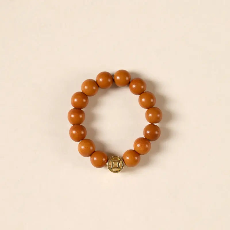 Fortune Jewel Olive Pit Bead Copper Coin Inner Strength Ring Fortune Jewel