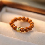 Fortune Jewel Olive Pit Bead Copper Coin Inner Strength Ring Fortune Jewel