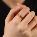 Fortune Jewel Olive Pit Bead Copper Coin Inner Strength Ring Fortune Jewel
