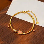 Fortune Jewel Copper Brass Plated 24k Gold Beads Gourd Wealth Bracelet Fortune Jewel