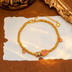 Fortune Jewel Copper Brass Plated 24k Gold Beads Gourd Wealth Bracelet Fortune Jewel
