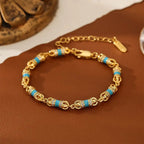 Fortune Jewel Copper Brass Plated 24k Gold Vajra Wealth Luck Bracelet Fortune Jewel