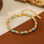 Fortune Jewel Copper Brass Plated 24k Gold Vajra Wealth Luck Bracelet Fortune Jewel