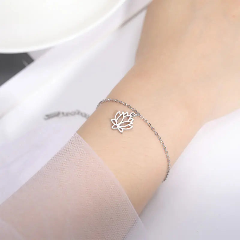 Fortune Jewel Lotus Pattern Titanium Steel Enlightenment Bracelet Fortune Jewel