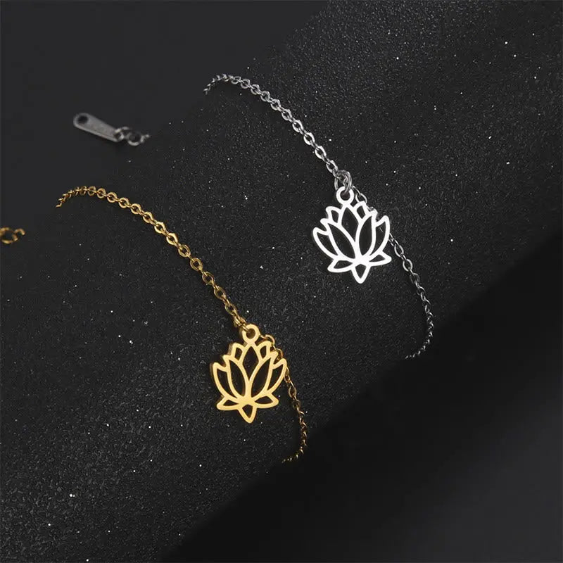 Fortune Jewel Lotus Pattern Titanium Steel Enlightenment Bracelet Fortune Jewel