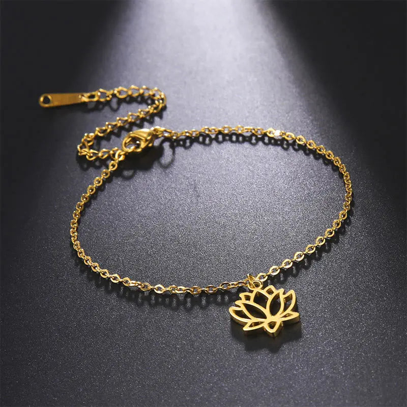 Fortune Jewel Lotus Pattern Titanium Steel Enlightenment Bracelet Fortune Jewel