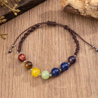 Fortune Jewel Natural Various Crystals Tiger Eye Amethyst Courage Rope Bracelet Fortune Jewel