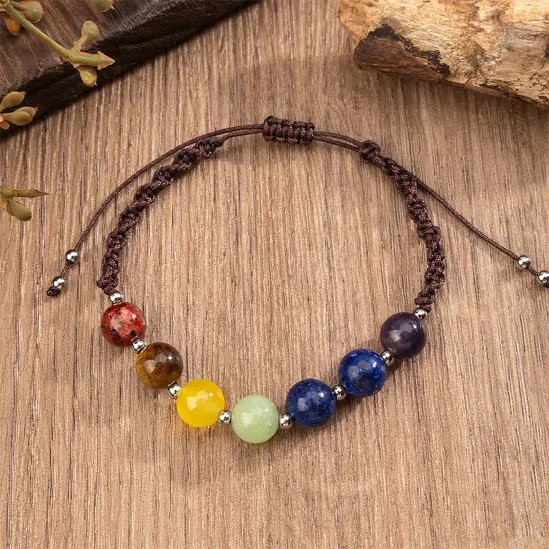 Fortune Jewel Natural Various Crystals Tiger Eye Amethyst Courage Rope Bracelet Fortune Jewel