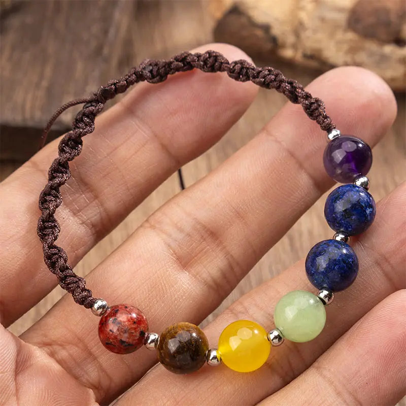 Fortune Jewel Natural Various Crystals Tiger Eye Amethyst Courage Rope Bracelet Fortune Jewel