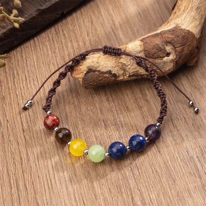 Fortune Jewel Natural Various Crystals Tiger Eye Amethyst Courage Rope Bracelet Fortune Jewel