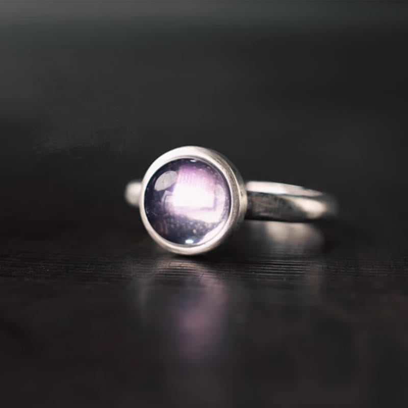 Fortune Jewel Natural 925 Sterling Silver Amethyst Adjustable Balance Ring
