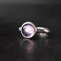 Fortune Jewel Natural 925 Sterling Silver Amethyst Adjustable Balance Ring