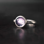 Fortune Jewel Natural 925 Sterling Silver Amethyst Adjustable Balance Ring