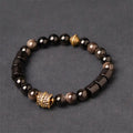 Fortune Jewel Silver Sheen Obsidian Ebony Protection Bracelet Fortune Jewel