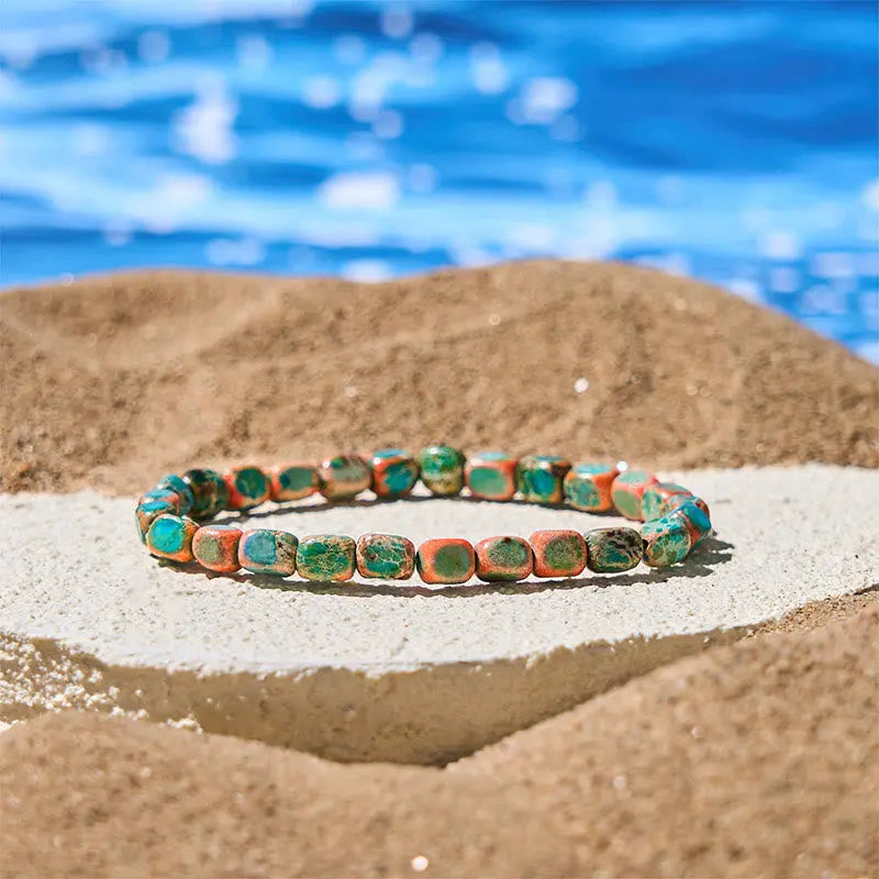 Fortune Jewel Natural Colorful Emperor Stone Oval Square Beads Anti-stress Bracelet Fortune Jewel