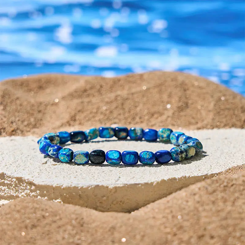 Fortune Jewel Natural Colorful Emperor Stone Oval Square Beads Anti-stress Bracelet Fortune Jewel