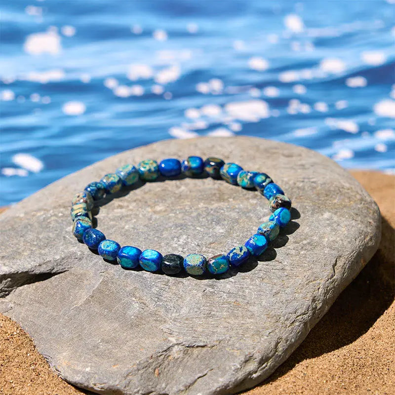 Fortune Jewel Natural Colorful Emperor Stone Oval Square Beads Anti-stress Bracelet Fortune Jewel